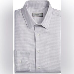 Canali Regular Fit Microcheck Dress Shirt- Men’s 43 (17) NWOT